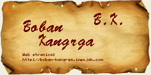 Boban Kangrga vizit kartica